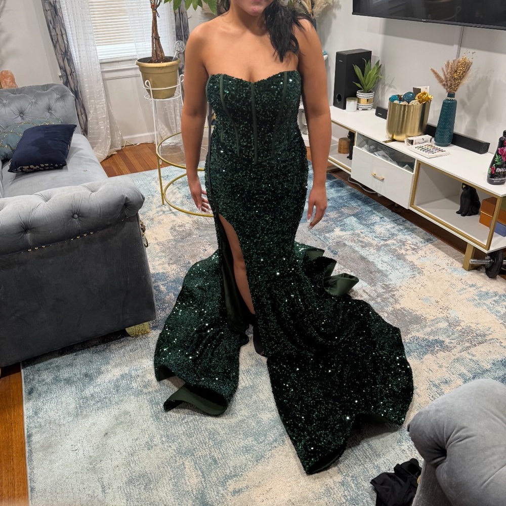 Stunning Green Sequin Gown Open to offers